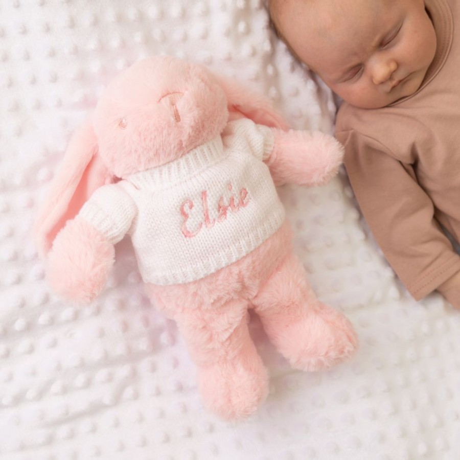 Nursery & Home Millie & Ralph Soft Toys | Pink Bunny With Personalised Embroidered Jumper | Millie & Ralph