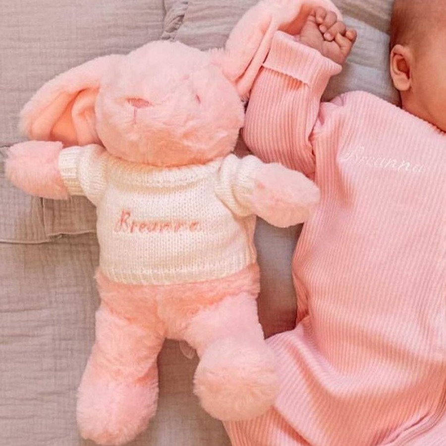 Nursery & Home Millie & Ralph Soft Toys | Pink Bunny With Personalised Embroidered Jumper | Millie & Ralph