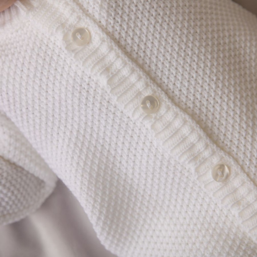 Clothing Dandelion Outfits | White Scallop Edge Knitted Onesie