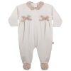 Clothing Millie & Ralph Outfits | White & Pink Velour All In One With Floral Detail