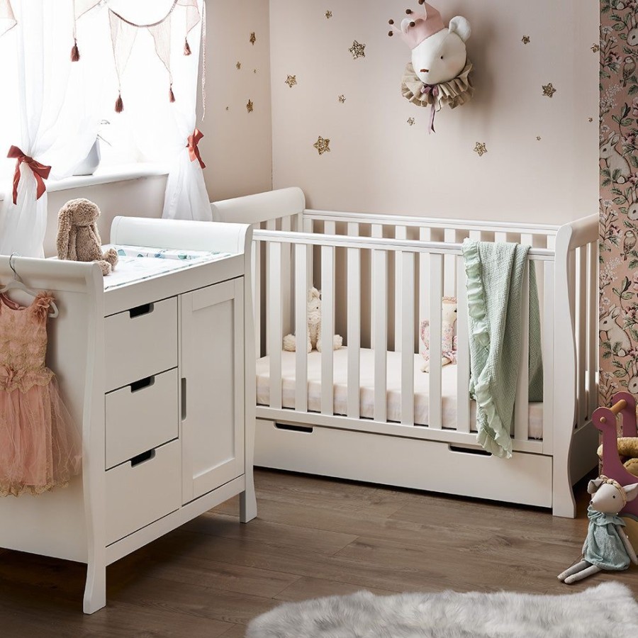 Nursery & Home Obaby 2 Piece Sets | Obaby Stamford Mini Sleigh 2Pc Nursery Furniture - White