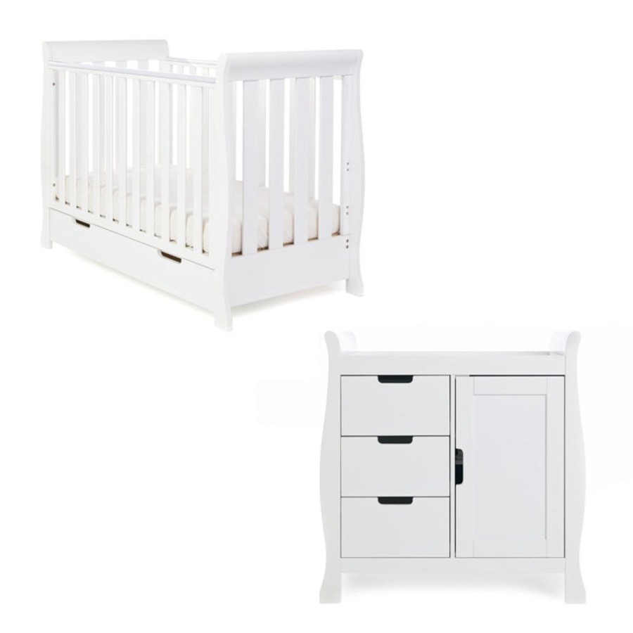 Nursery & Home Obaby 2 Piece Sets | Obaby Stamford Mini Sleigh 2Pc Nursery Furniture - White