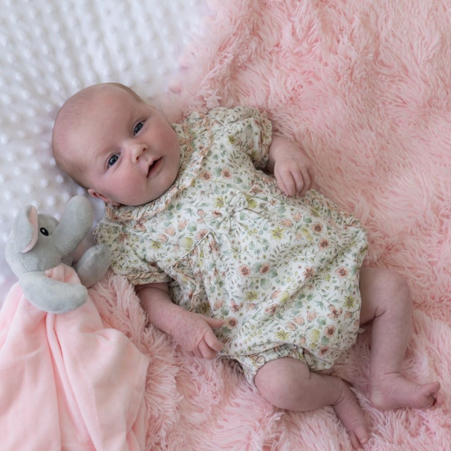 Clothing Sarah Louise Rompers | Pink Ivory Hand-Smocked Bubble Romper