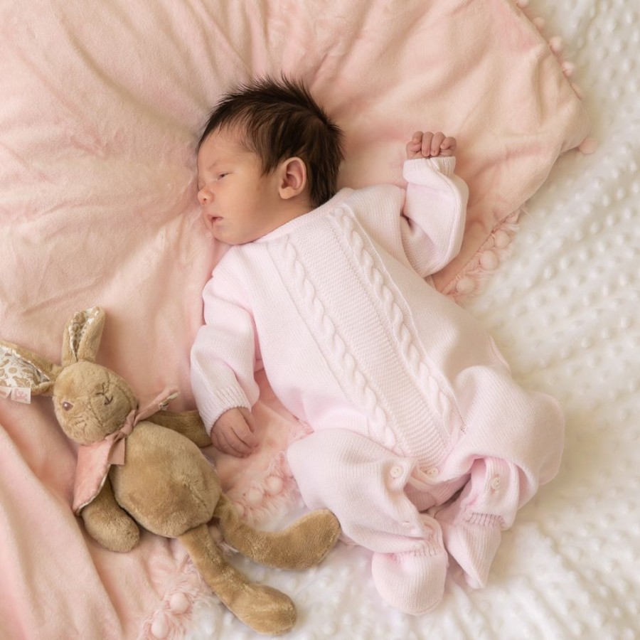 Clothing Dandelion Knitwear | Pink Cable Knitted Onesie