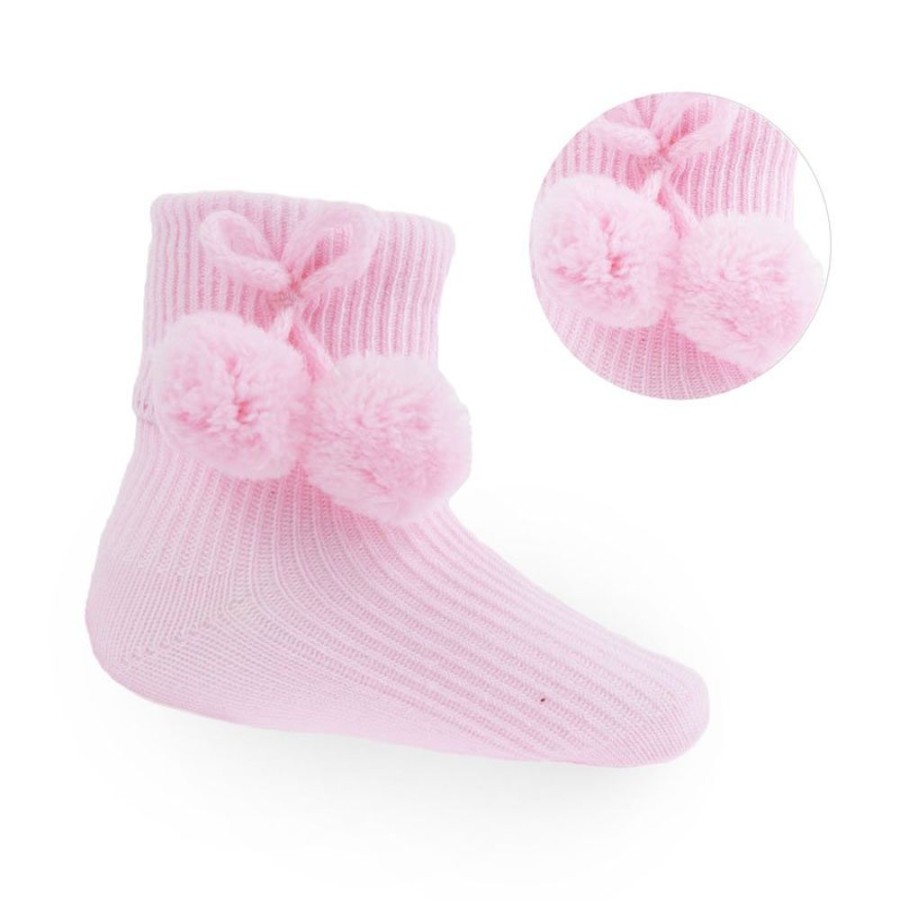 Clothing Millie & Ralph Socks & Tights | Infants Pink Pom Pom Socks