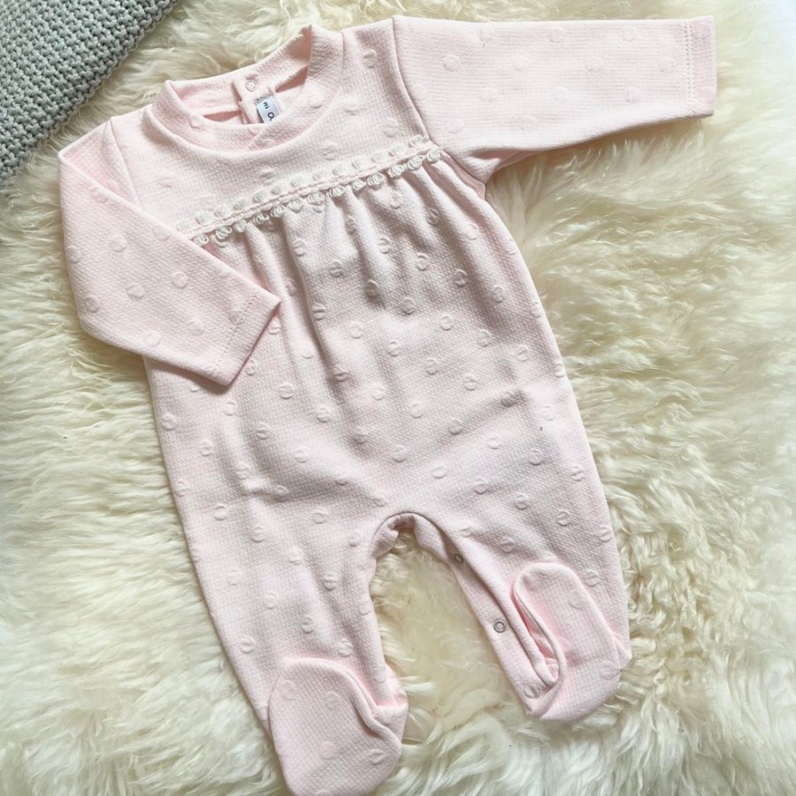 Clothing Calamaro Sleepsuits | Pink Dimple Print Sleepsuit