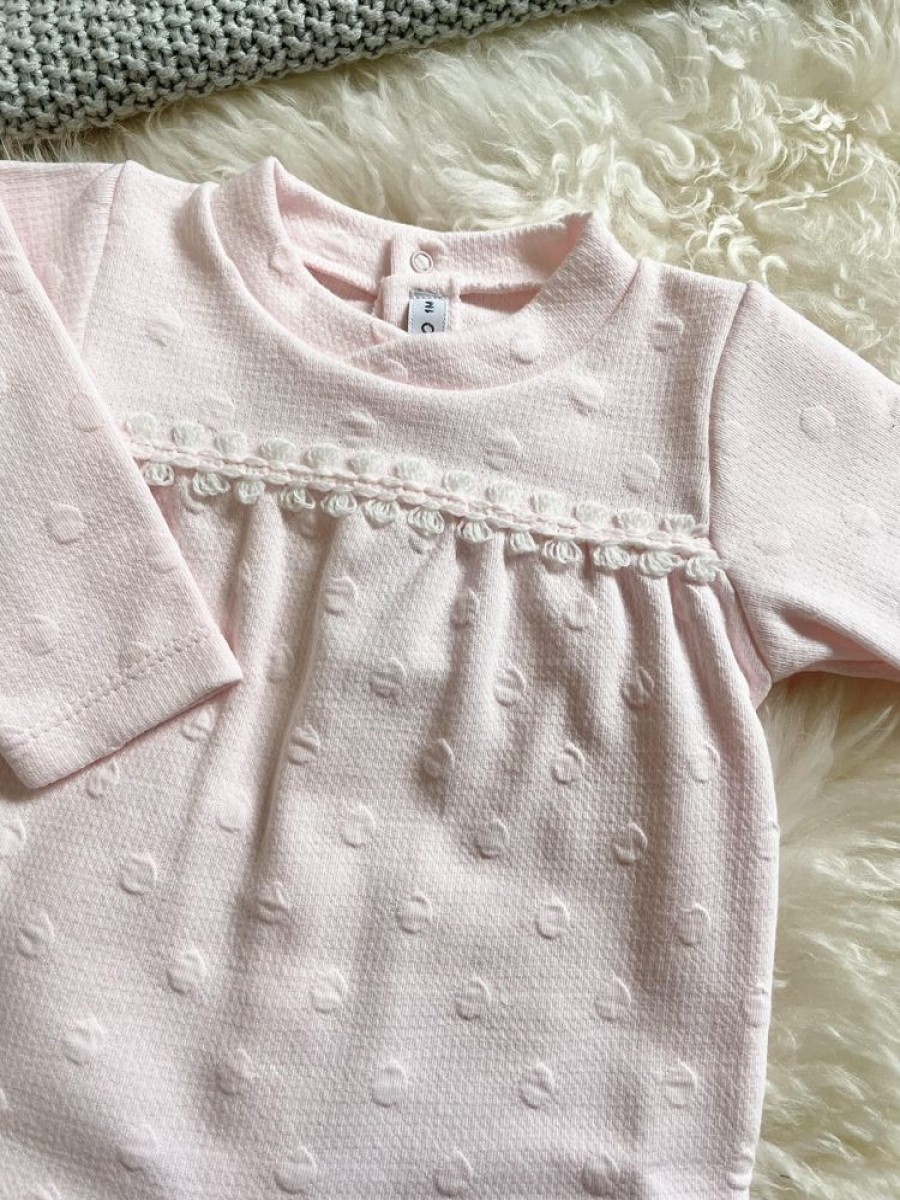 Clothing Calamaro Sleepsuits | Pink Dimple Print Sleepsuit