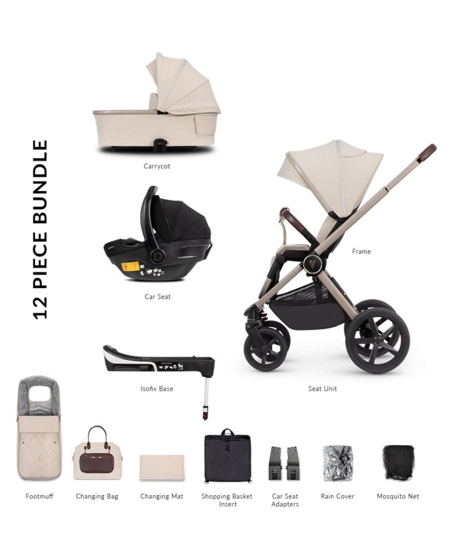 Prams & Pushchairs Venicci | Venicci Upline 3-In-1 Travel System Bundle - Stone Beige