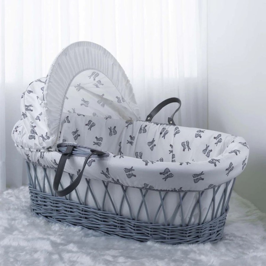 Nursery & Home Clair De Lune Moses Baskets & Bedside Cribs | Clair De Lune Rachel Riley Bunny Grey Wicker Moses Basket - Grey