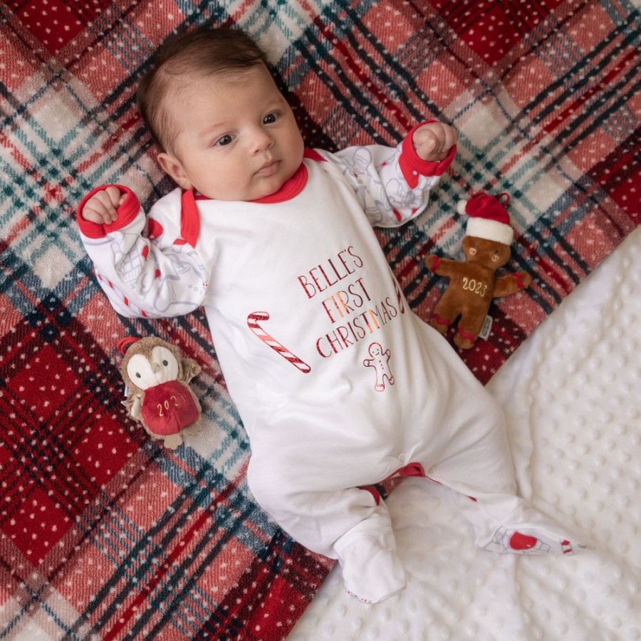 Clothing Millie & Ralph Sleepsuits | Personalised Gingerbread Man 'First Christmas' Sleepsuit