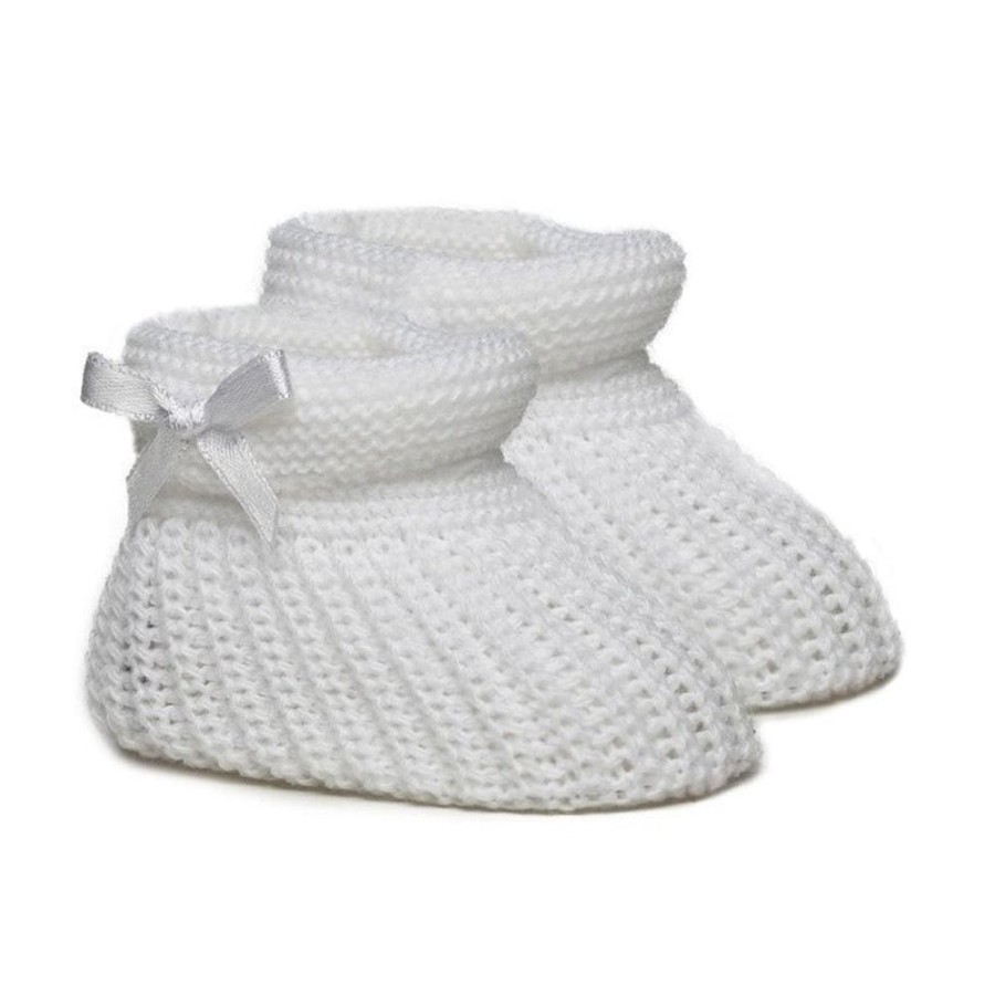 Clothing Millie & Ralph Shoes & Booties | White Bow Knit Booties