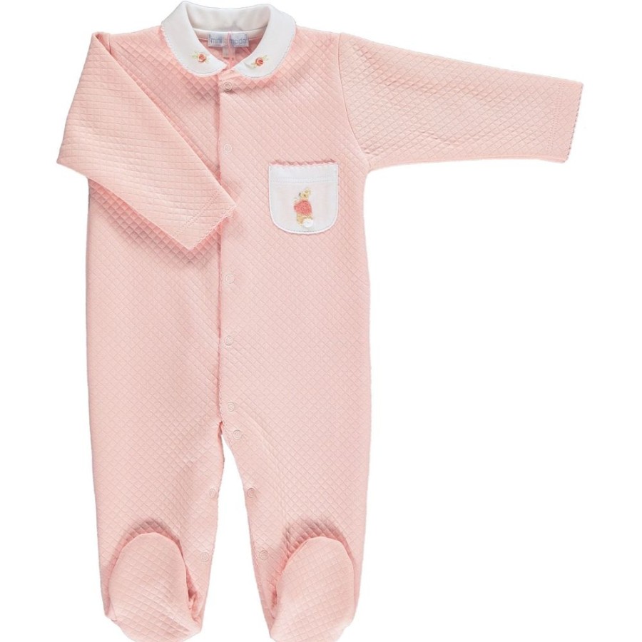 Clothing Mini La Mode Sleepsuits | Rose Pink Quilted Pocket Detail Sleepsuit