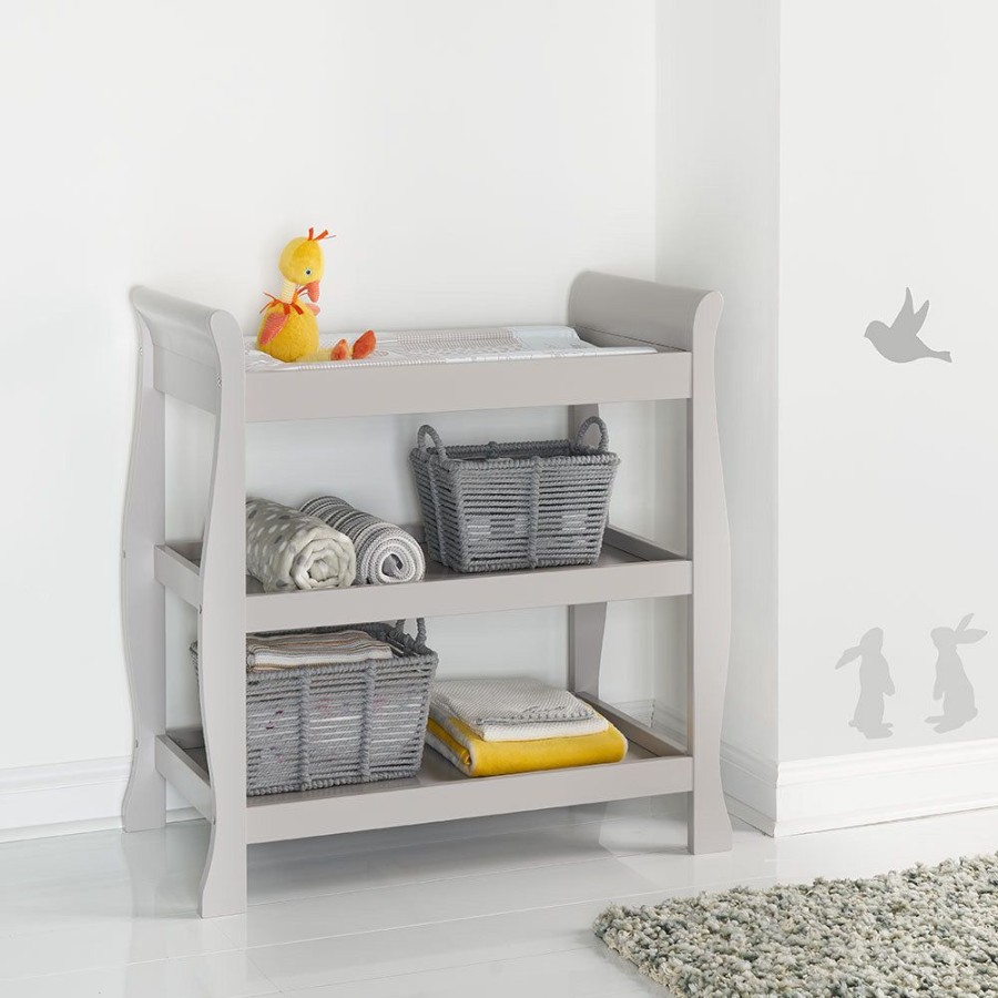 Nursery & Home Obaby Dressers | Obaby Stamford Sleigh Open Changing Drawers - Warm Grey