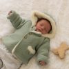 Clothing Pangasa Jackets, Coats & Pramsuits | Pangasa Soft Green Faux Fur Lined Pocket Knitted Jacket