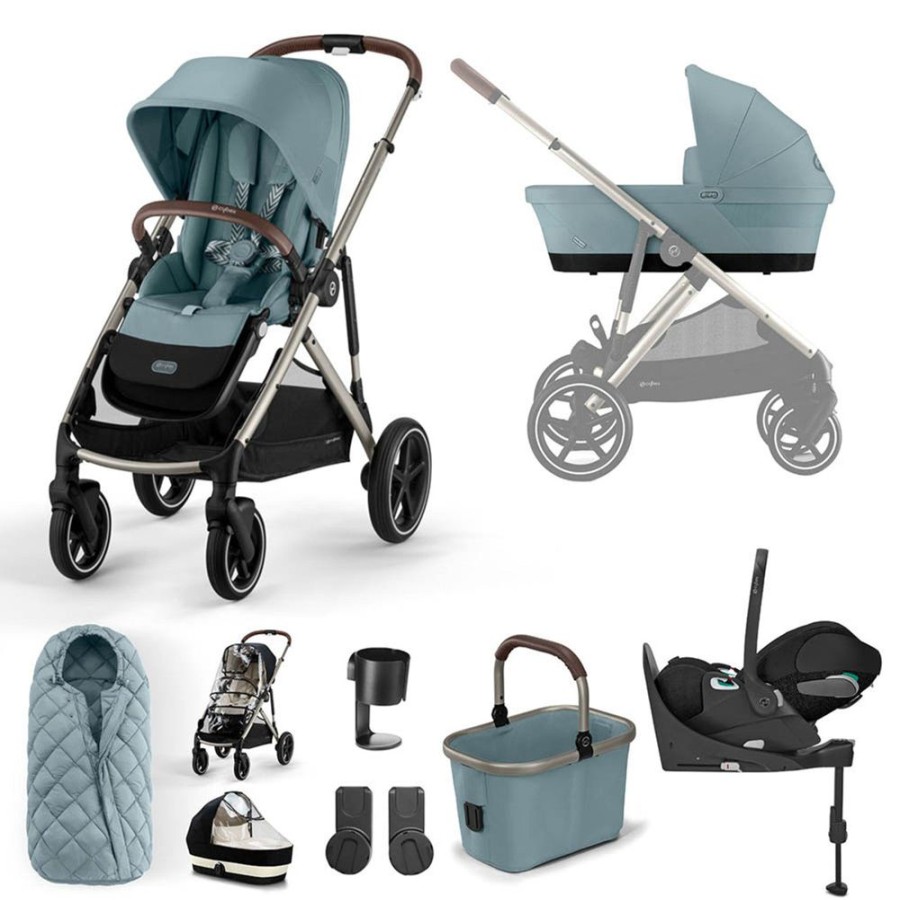 Prams & Pushchairs Cybex | Cybex Gazelle S Black Luxury Cloud T Bundle - Sky Blue