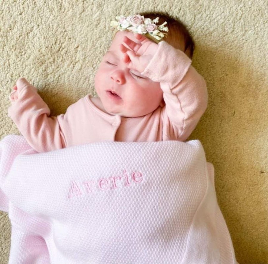 Personalised Millie & Ralph | Personalised Pink Embroidered Name Shawl