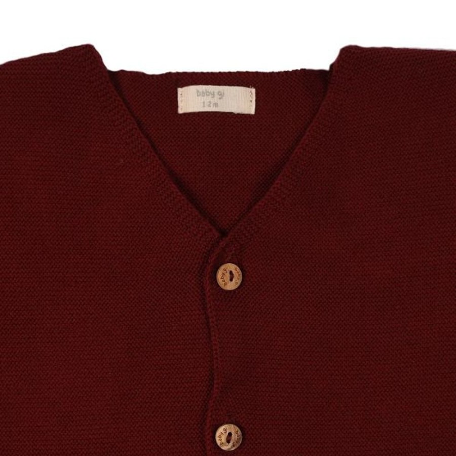 Clothing Millie & Ralph Knitwear | Burgundy Long Sleeved Knitted Cardigan