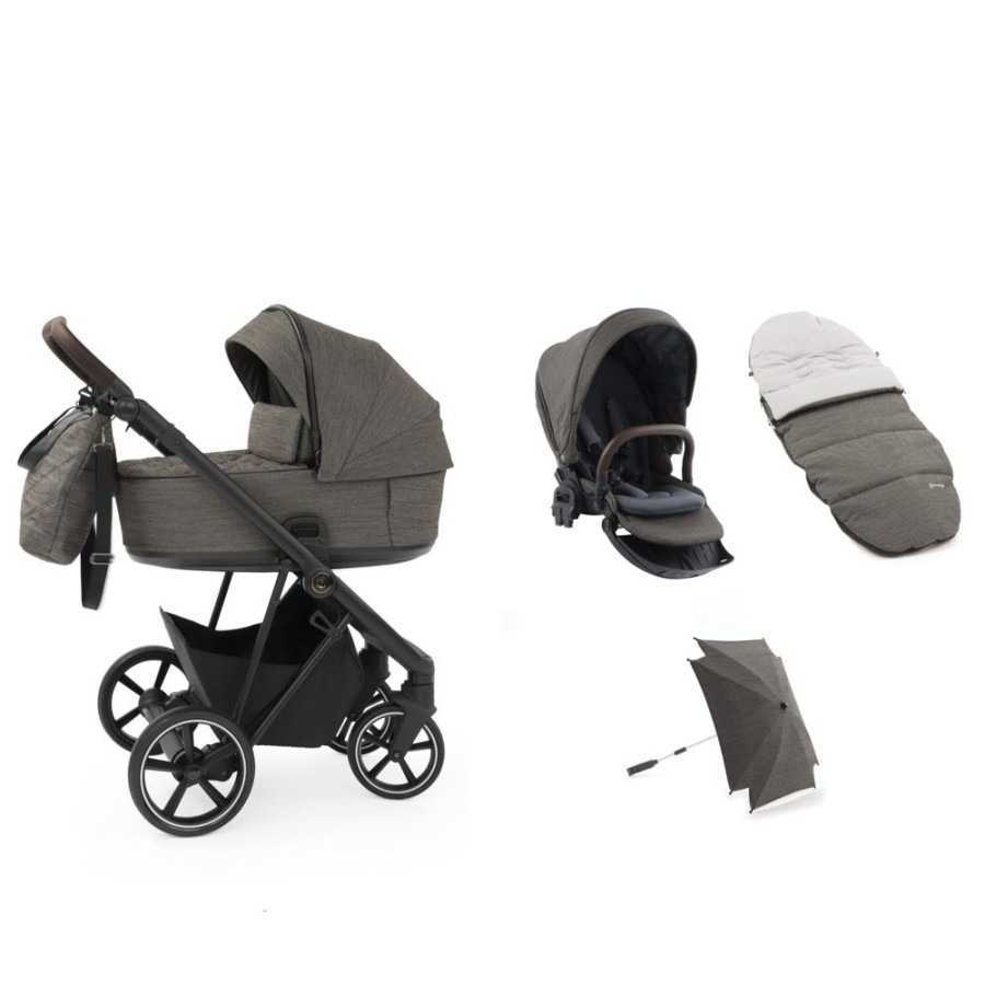 Prams & Pushchairs BabyStyle | Babystyle Prestige Vogue Bundle - Mountain Grey With Black Chassis & B