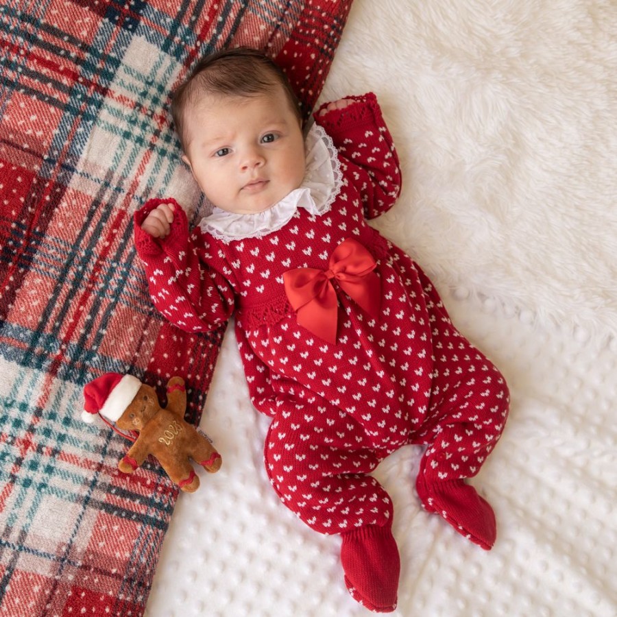 Clothing Pex Outfits | Phoebe' Red White Knitted Bow All In One