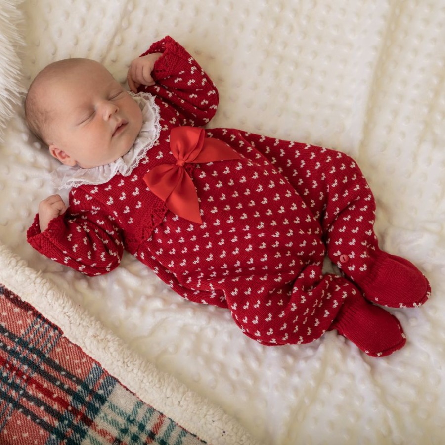 Clothing Pex Outfits | Phoebe' Red White Knitted Bow All In One