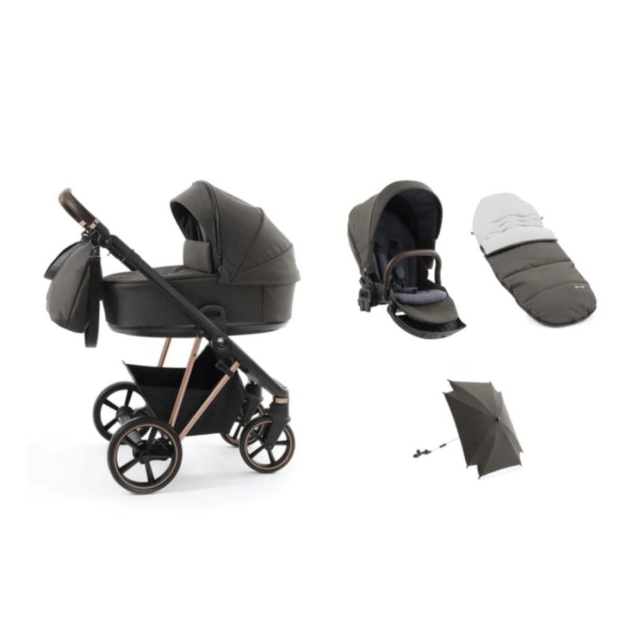 Prams & Pushchairs BabyStyle | Babystyle Prestige Vogue Bundle - Earth With Copper Chassis & Brown Ha