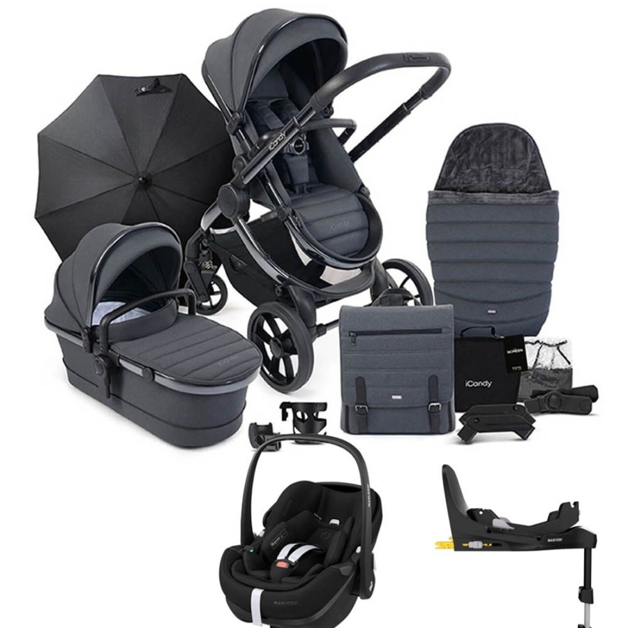 Prams & Pushchairs iCandy | Icandy Peach 7 Travel Bundle With Pebble 360 Pro & Base - Phantom/Dark