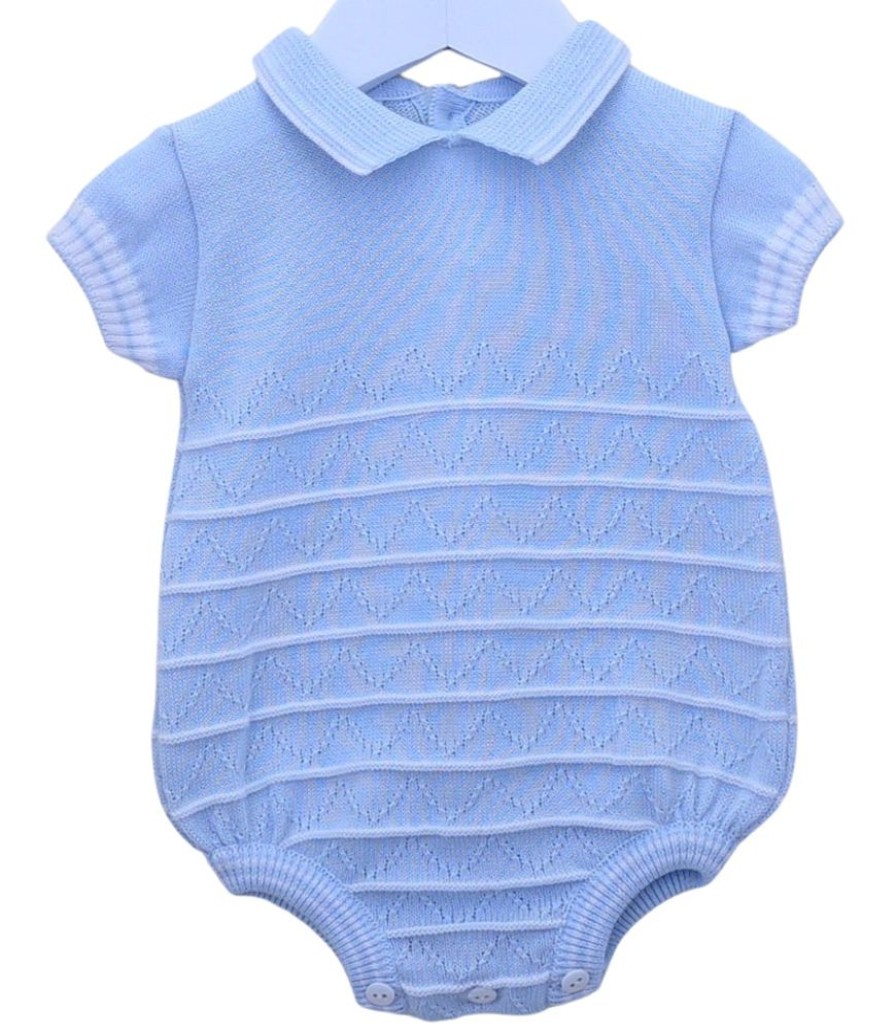 Clothing Pex Rompers | Tristan' Blue Stripe Knitted Balloon Romper