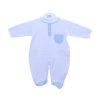 Clothing Pex Sleepsuits | White Blue Gingham Detail Pocket Sleepsuit