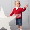 Clothing Caramelo Knitwear | Red Knitted Scottie Dog Jumper & Shorts Set