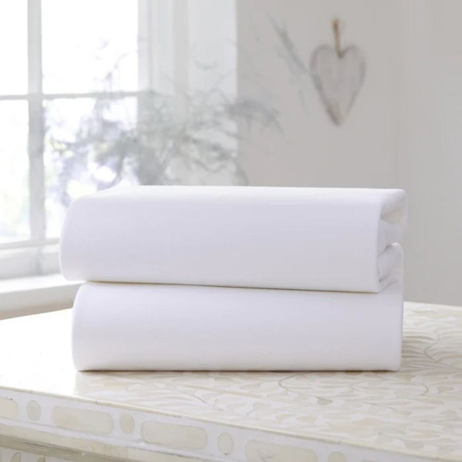 Nursery & Home Clair De Lune Bedding & Sleepwear | Clair De Lune 2 Pack White Fitted Cotton Sheets - Cot Bed