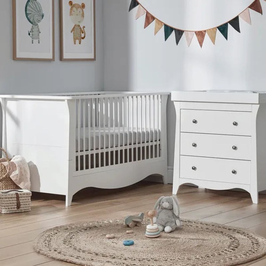 Nursery & Home CuddleCo 2 Piece Sets | Cuddleco Clara 2 Pc Nursery Furniture Set (Cot Bed & Dresser) - White