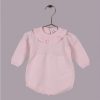 Clothing Millie & Ralph Knitwear | Pink Knitted Collar Long Sleeve Romper