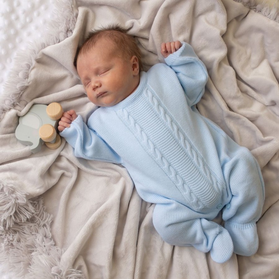 Clothing Dandelion Outfits | Adorable Blue Cable Knitted Onesie | Millie & Ralph