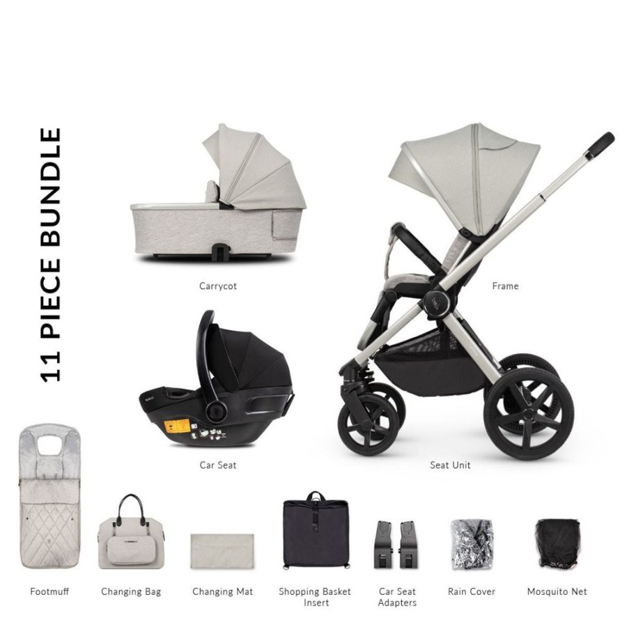 Prams & Pushchairs Venicci | Venicci Upline 3-In-1 Travel System Bundle - Moonstone