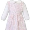 Clothing Sarah Louise Dresses | White Pink Pretty Floral Pinafore Dress Set