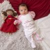 Clothing Millie & Ralph Sleepsuits | Personalised Pink Snowman 'First Christmas' Sleepsuit