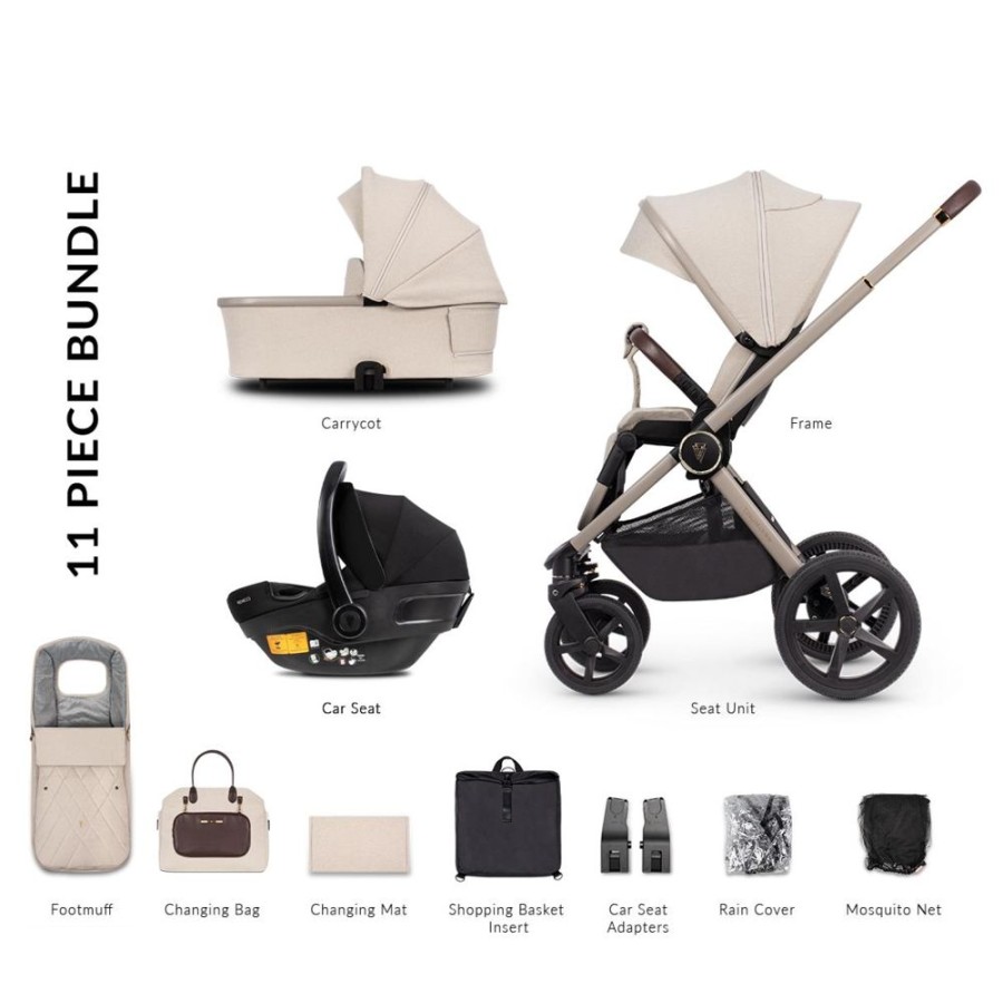 Prams & Pushchairs Venicci | Venicci Upline 3-In-1 Travel System Bundle - Stone Beige