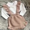 Clothing Pangasa Knitwear | Dusky Pink Knitted Frill Romper