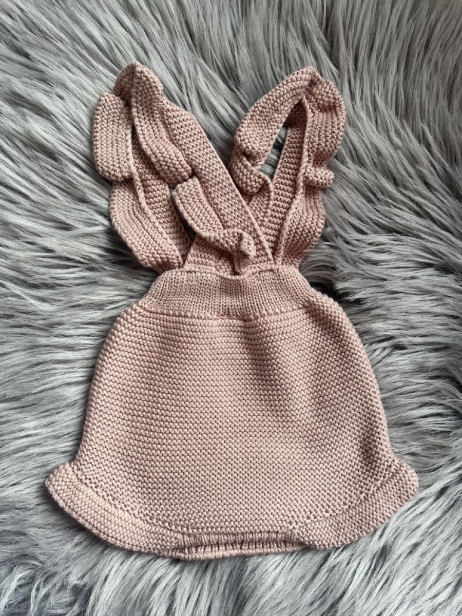 Clothing Pangasa Knitwear | Dusky Pink Knitted Frill Romper