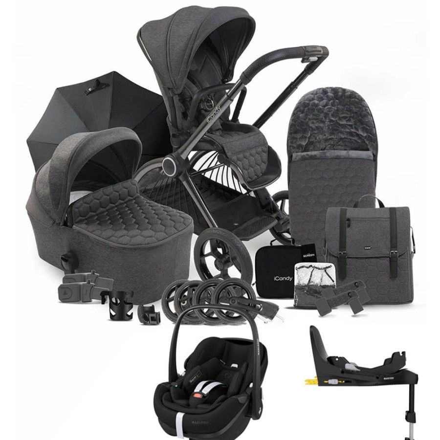 Prams & Pushchairs iCandy | Icandy Core Complete Bundle With Pebble 360 & Base - Dark Grey