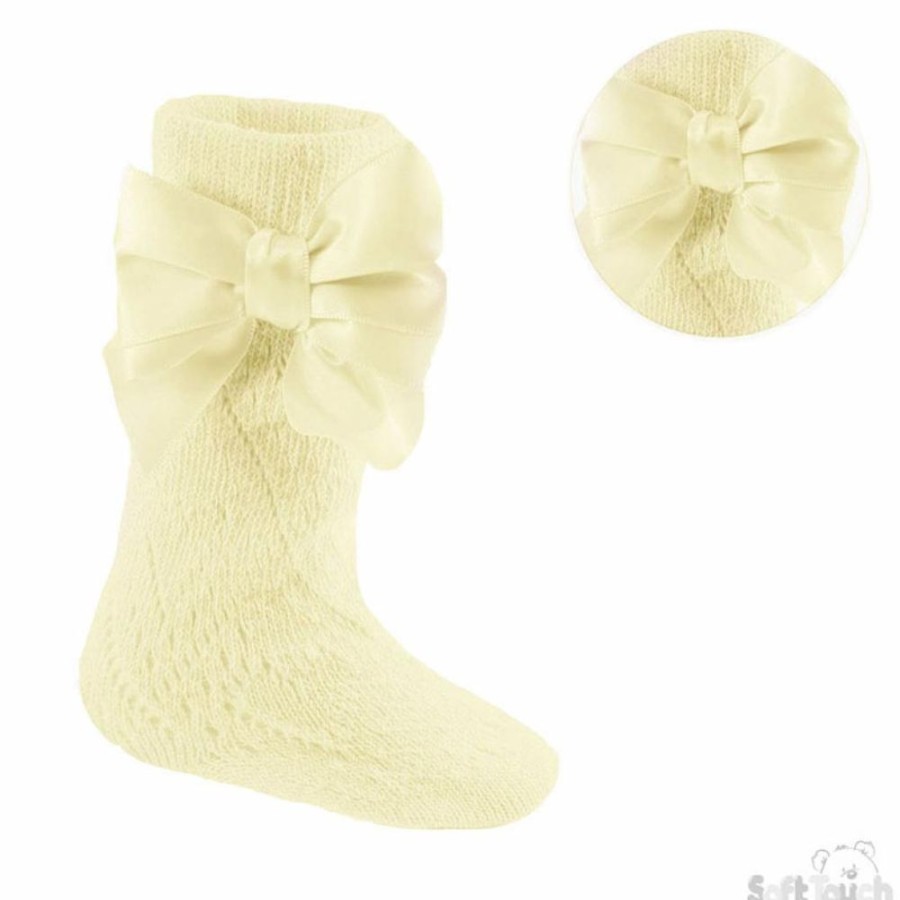 Clothing Millie & Ralph Socks & Tights | Lemon Pelerine Bow Knee High Socks