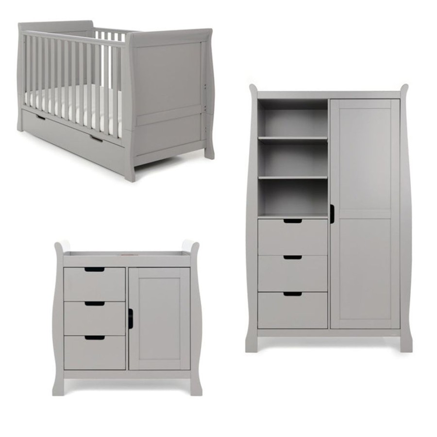 Nursery & Home Obaby 3 Piece Sets | Obaby Stamford Classic Sleigh 3Pc Nursery Furniture - Warm Grey