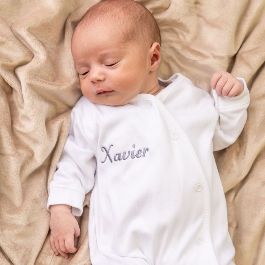 Personalised Millie & Ralph | White Personalised Name Popper Sleepsuit