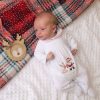 Clothing Dandelion Sleepsuits | White Velour 'First Christmas' Embroidered Sleepsuit