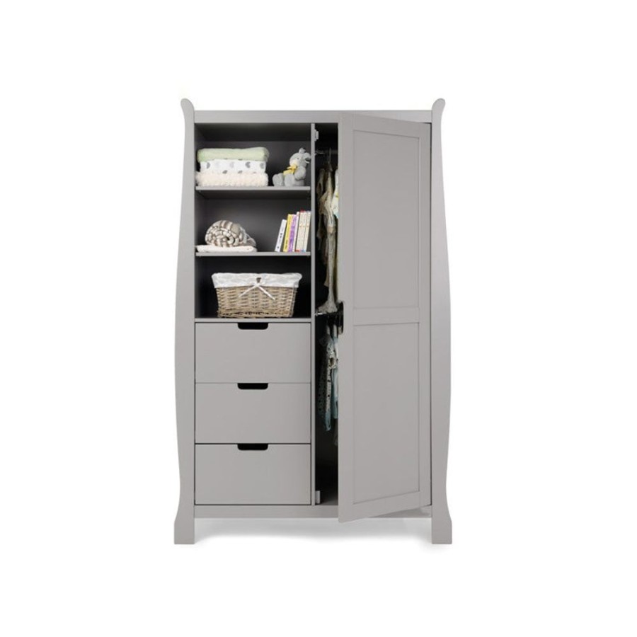 Nursery & Home Obaby Wardrobes | Obaby Stamford Sleigh Double Wardrobe - Warm Grey