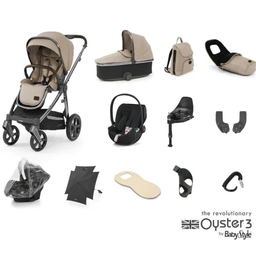 Prams & Pushchairs BabyStyle | Oyster 3 Ultimate 12 Pc Travel System Bundle With Cloud T Car Seat - B