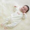 Clothing Millie & Ralph Sleepsuits | Ivory & Dusky Pink Dogtooth Velour All In One