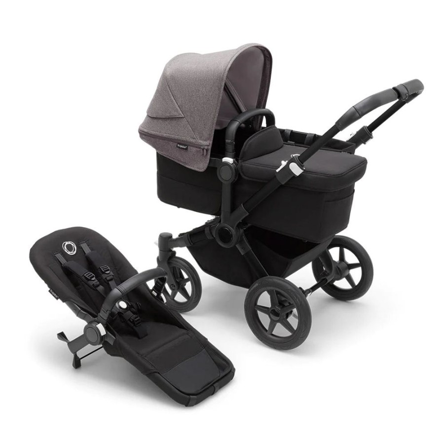 Prams & Pushchairs Bugaboo | Bugaboo Donkey 5 Mono Complete Pushchair - Black/Grey Melange