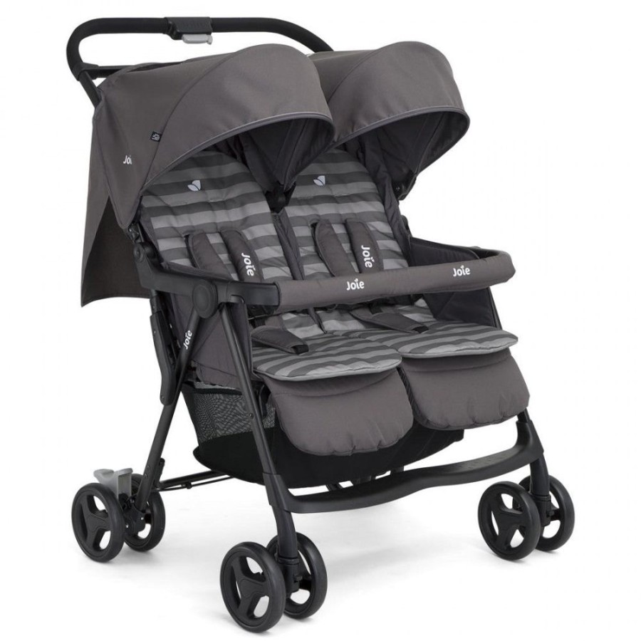 Prams & Pushchairs Joie | Joie Aire Twin Stroller Bundle With Footmuff & Raincover - Dark Pewter