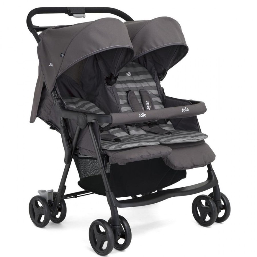 Prams & Pushchairs Joie | Joie Aire Twin Stroller Bundle With Footmuff & Raincover - Dark Pewter